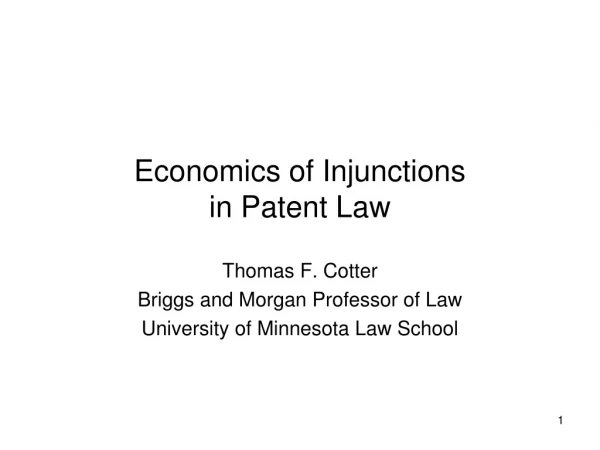 Economics of Injunctions  in Patent Law