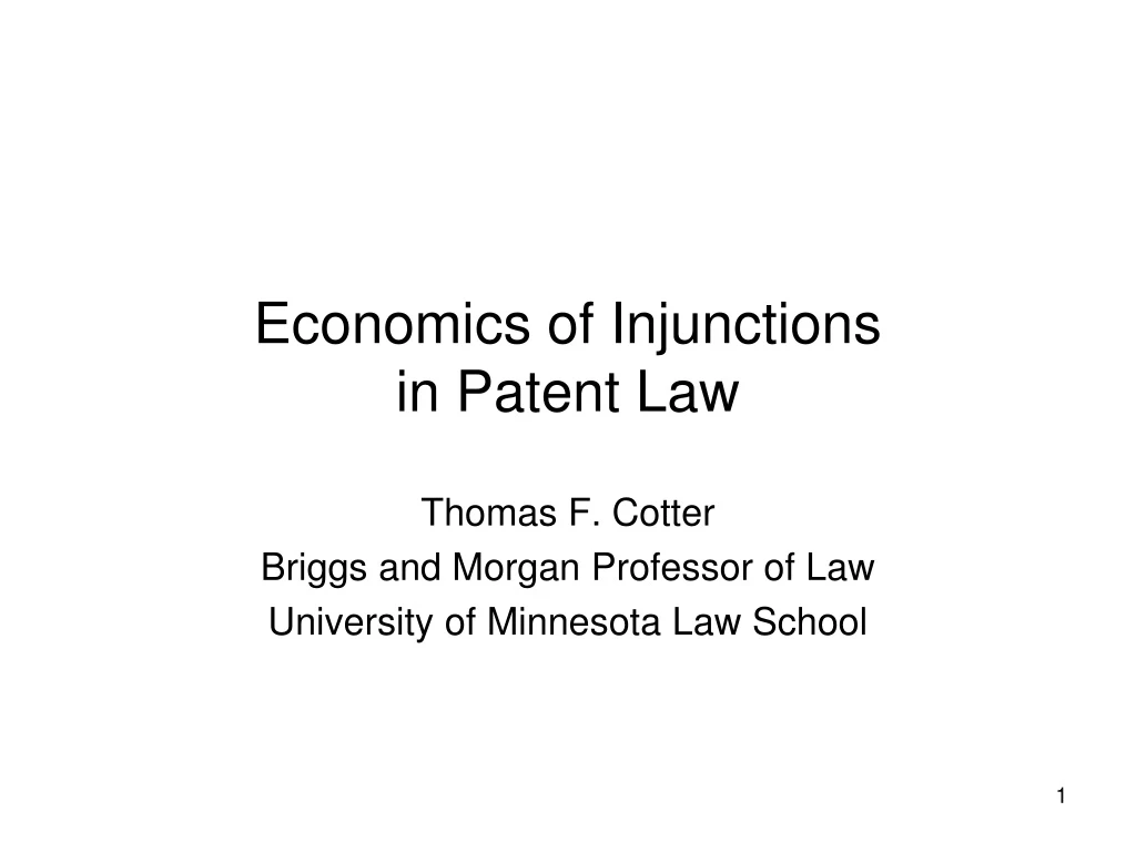 economics of injunctions in patent law