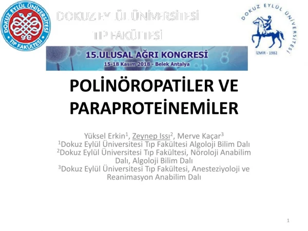 POLİNÖROPATİLER VE PARAPROTEİNEMİLER