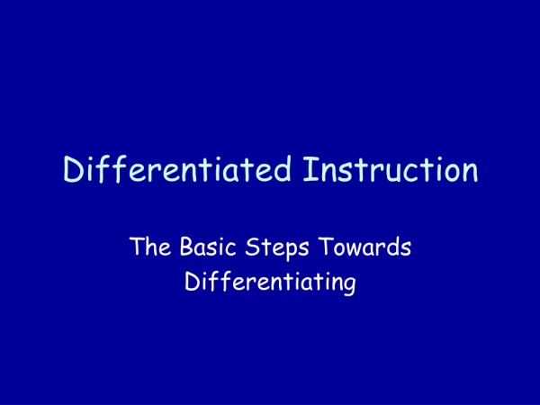 Differentiated Instruction