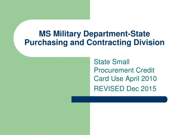 MS Military Department-State Purchasing and Contracting Division
