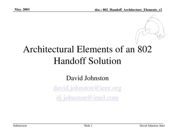 Architectural Elements of an 802 Handoff Solution