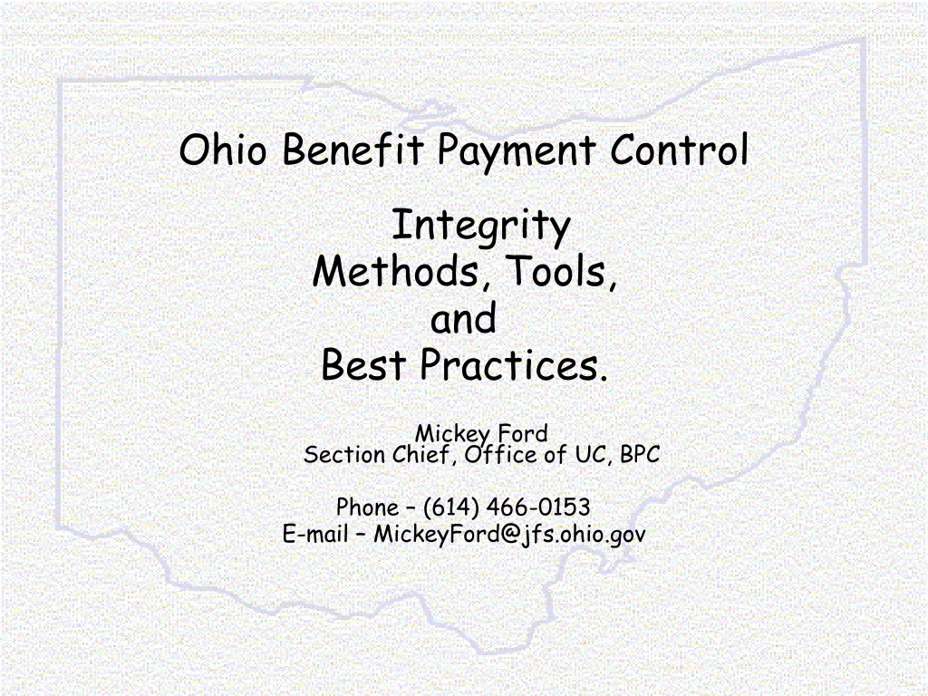 ohio benefit payment control integrity methods