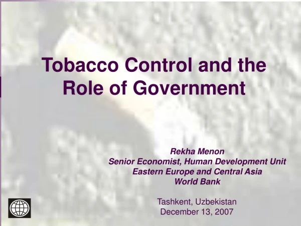 Tobacco Control and the Role of Government