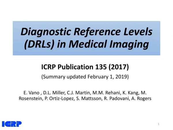 Diagnostic  Reference  Levels  (DRLs) in Medical  Imaging