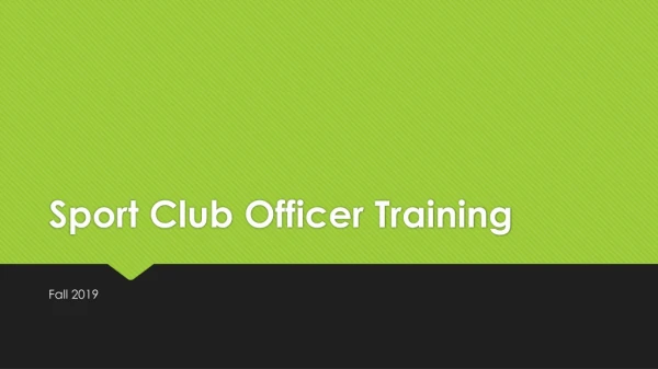 Sport Club Officer Training