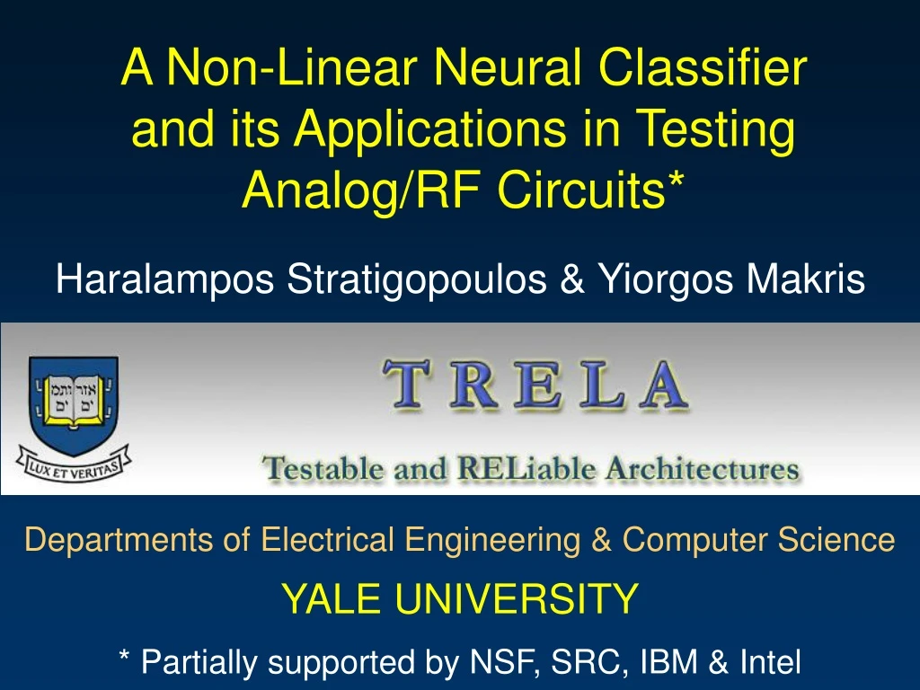a non linear neural classifier and its applications in testing analog rf circuits