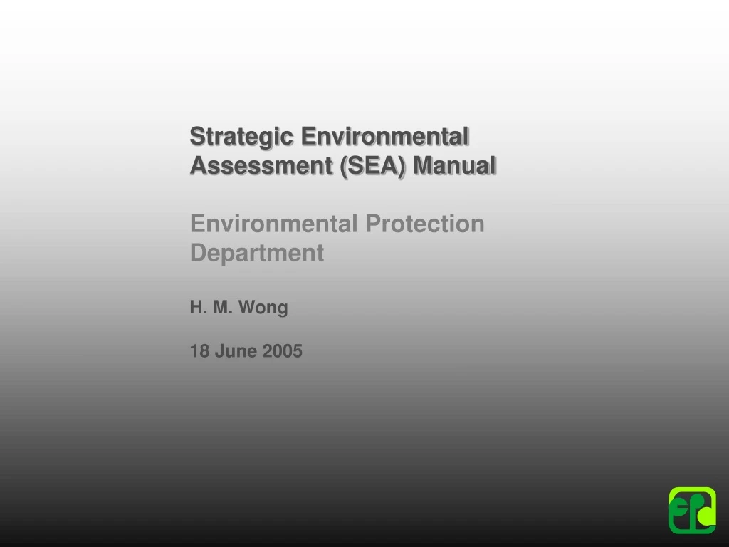 strategic environmental assessment sea manual