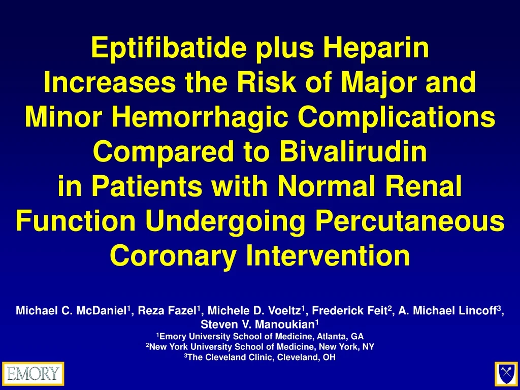 eptifibatide plus heparin increases the risk