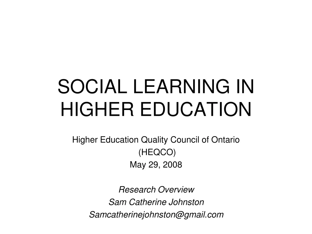 social learning in higher education