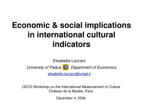 Economic &amp; social implications in international cultural indicators