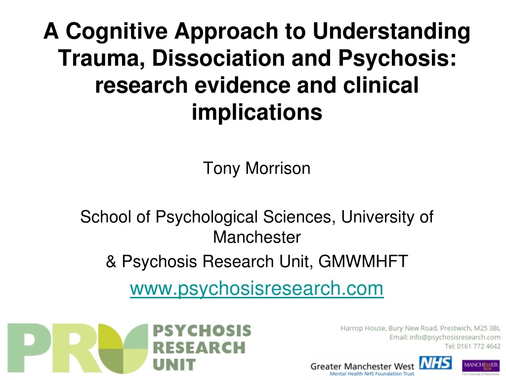 a cognitive approach to understanding trauma