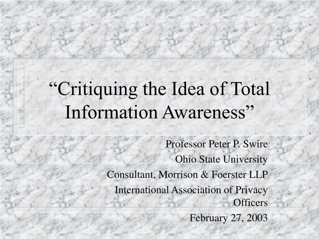 critiquing the idea of total information awareness