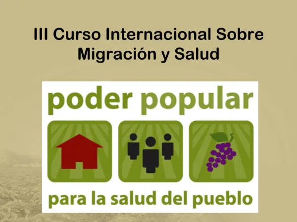 III Curso Internacional Sobre Migraci n y Salud