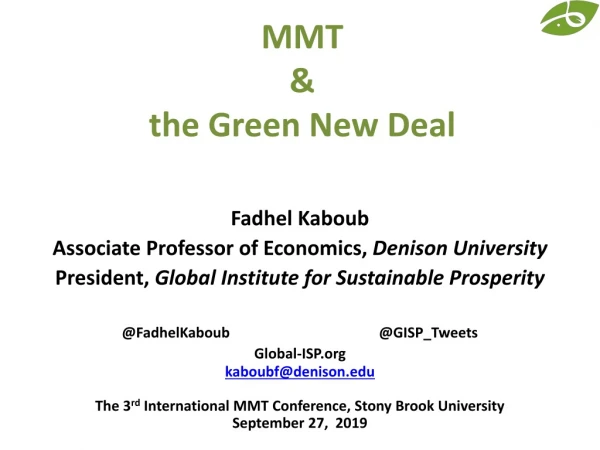 MMT  &amp; the Green New Deal
