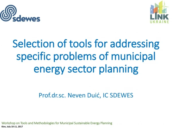 Selection of tools for addressing specific problems of municipal energy sector planning