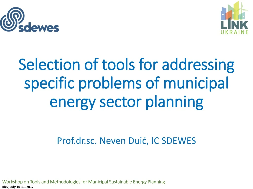 selection of tools for addressing specific problems of municipal energy sector planning