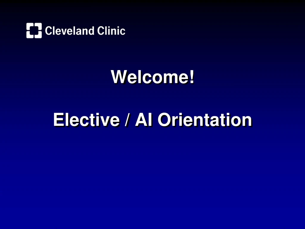 welcome elective ai orientation