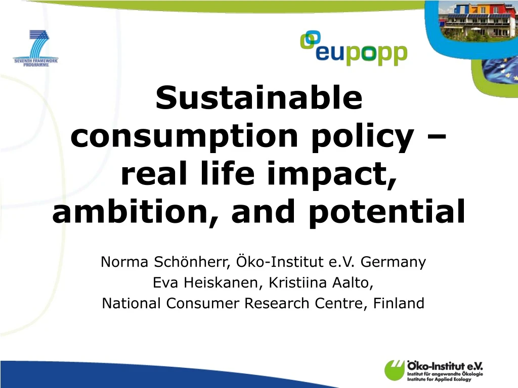 sustainable consumption policy real life impact ambition and potential