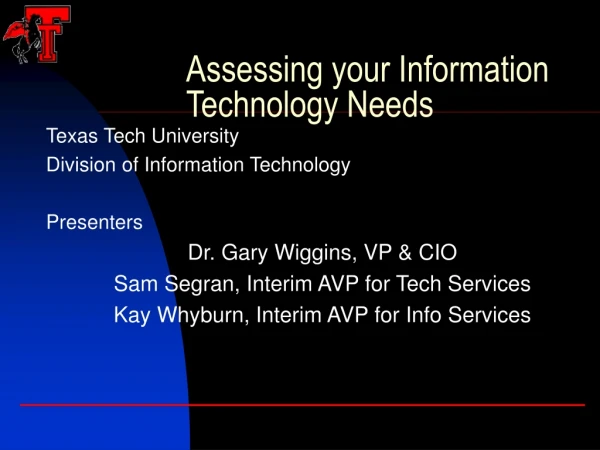 Assessing your Information Technology Needs