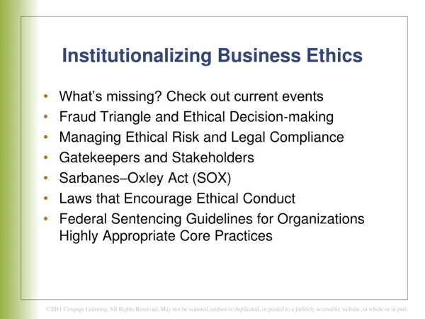 Institutionalizing Business Ethics