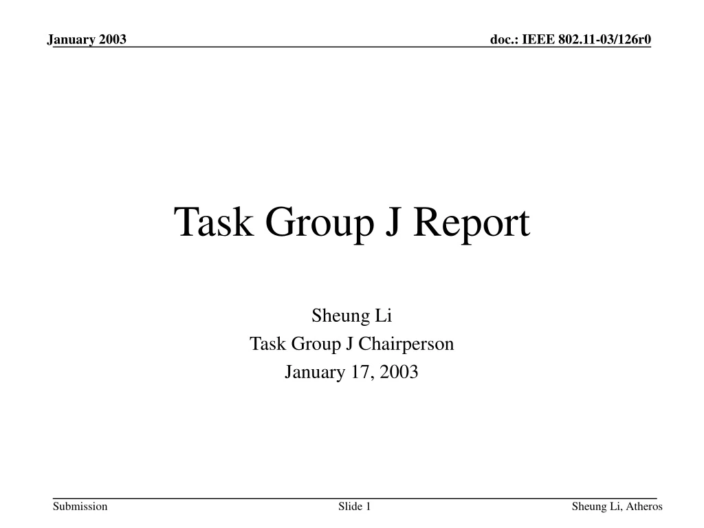 task group j report