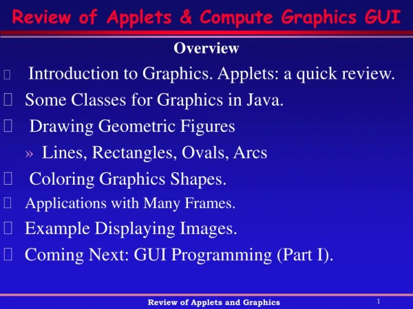 Review of Applets &amp; Compute Graphics GUI