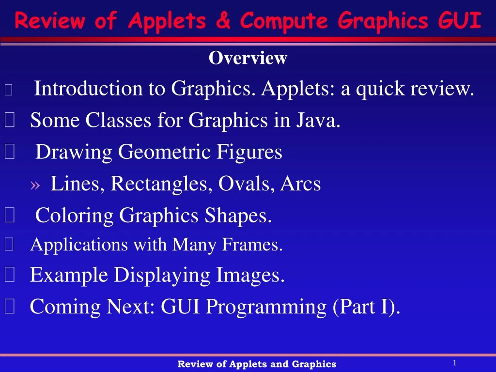 review of applets compute graphics gui