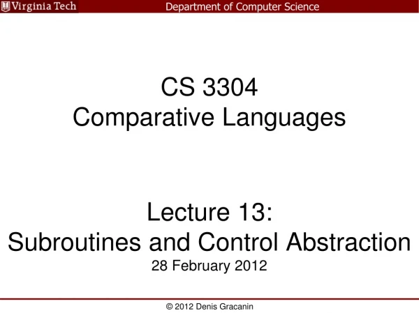 CS 3304 Comparative Languages