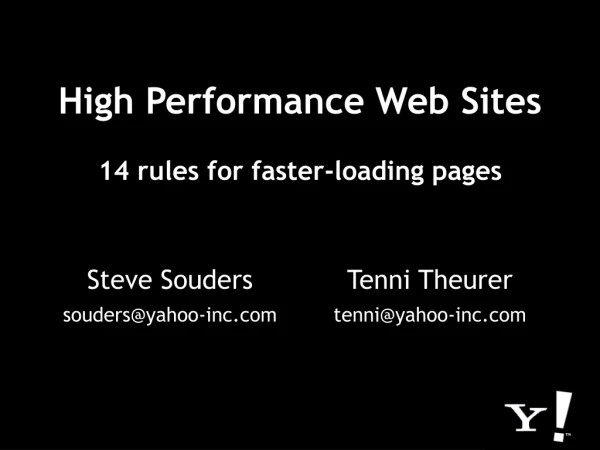 High Performance Web Sites 14 rules for faster-loading pages