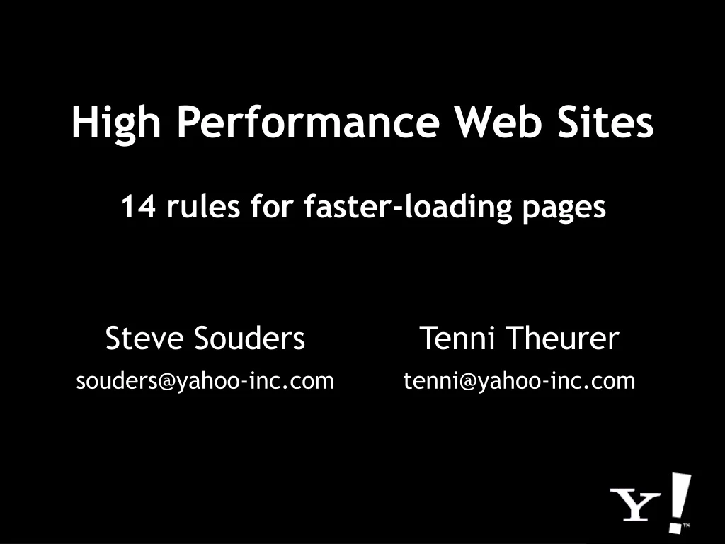 high performance web sites 14 rules for faster loading pages
