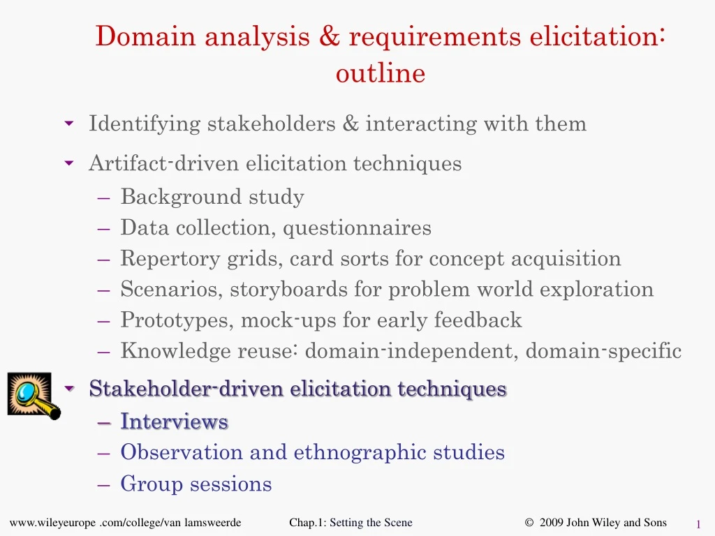 domain analysis requirements elicitation outline