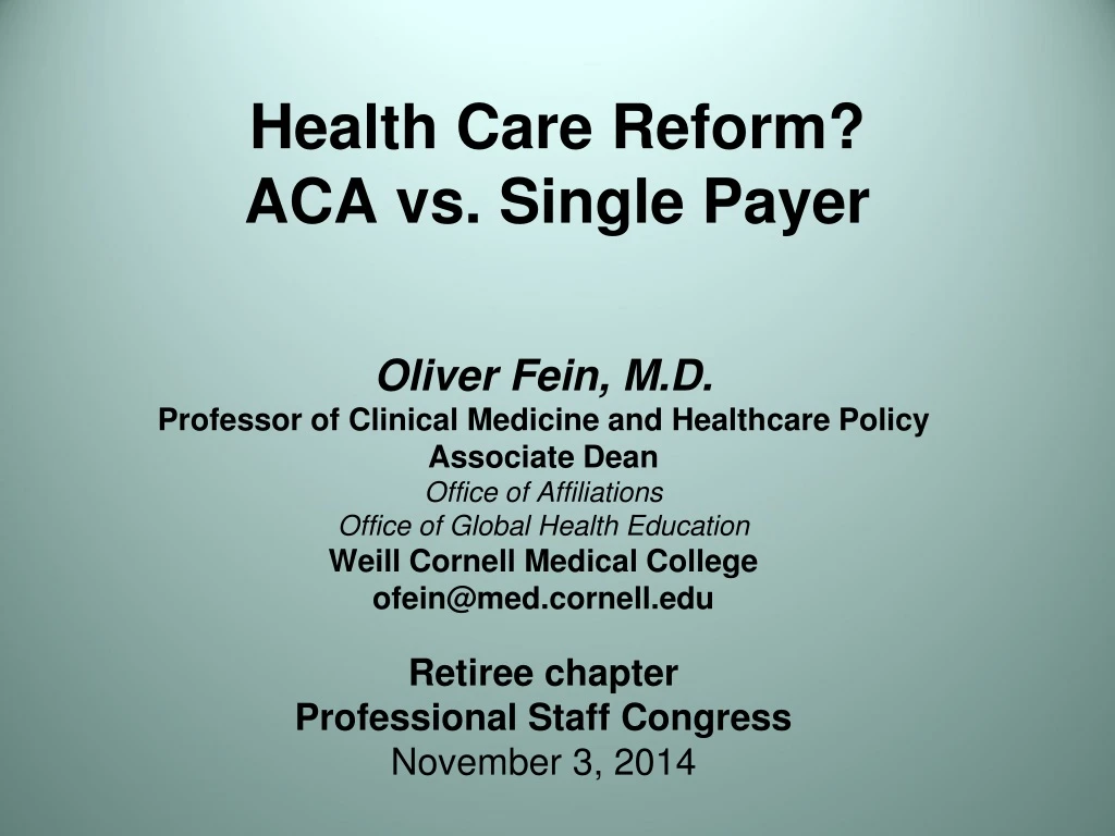 health care reform aca vs single payer