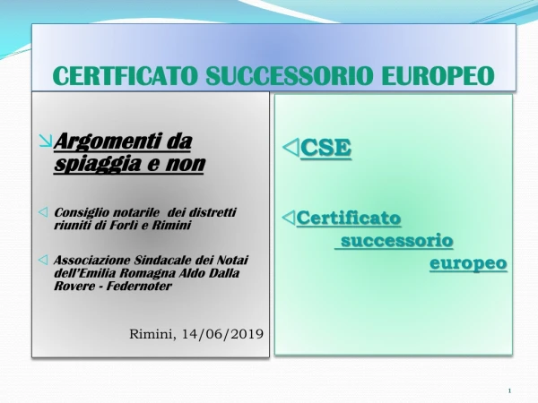 CERTFICATO SUCCESSORIO EUROPEO