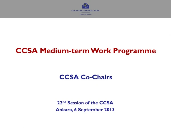 CCSA Medium-term Work Programme CCSA Co-Chairs