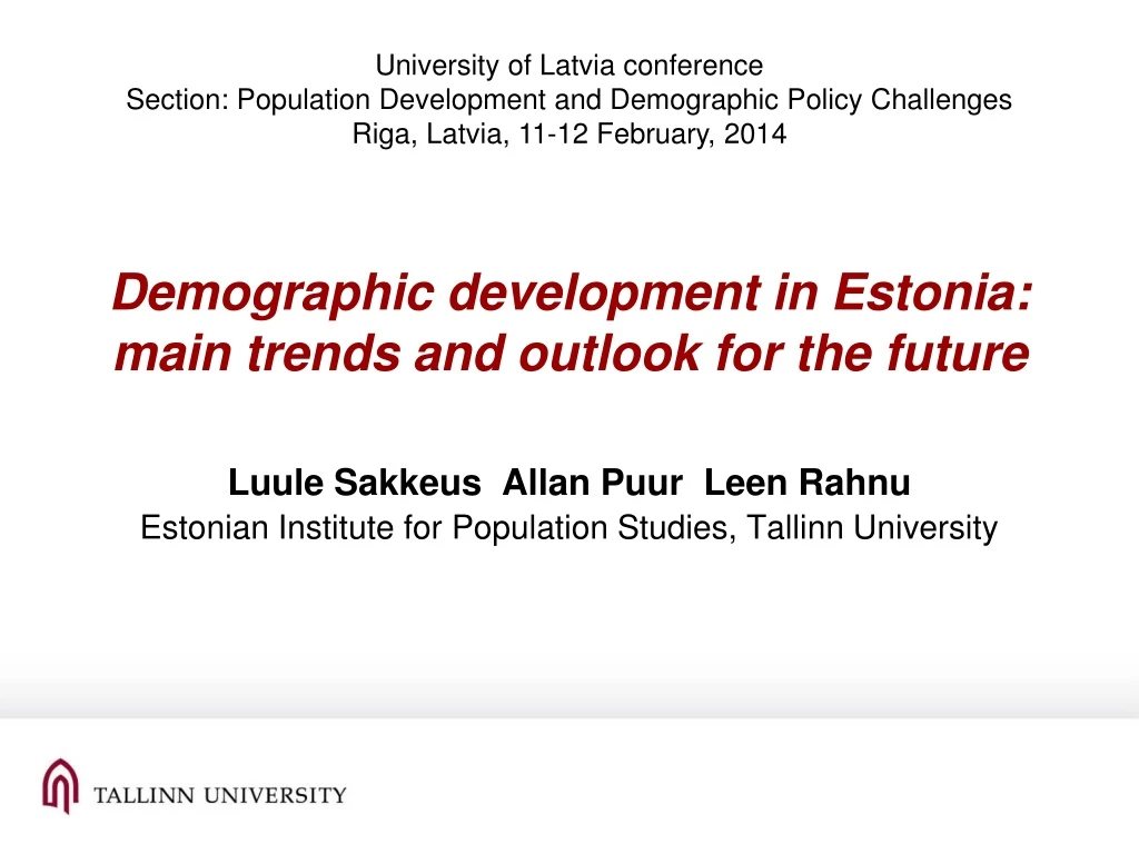 demographic development in estonia main trends and outlook for the future