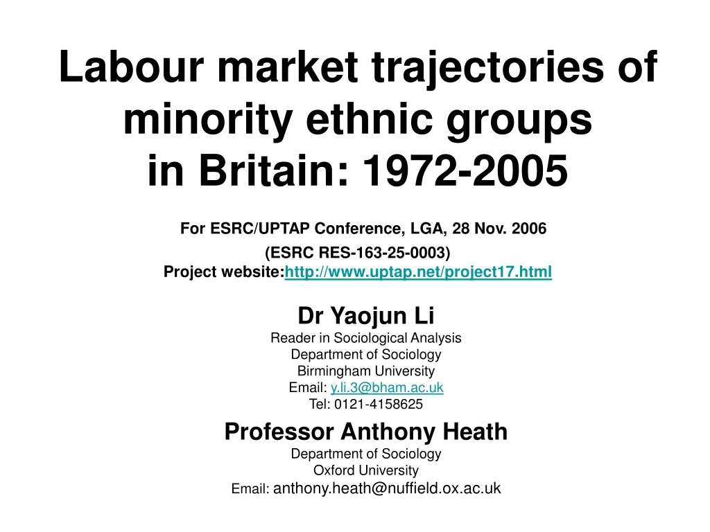 labour market trajectories of minority ethnic