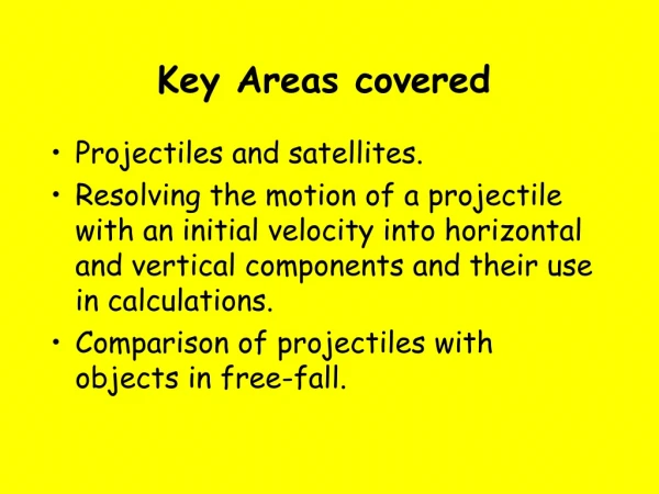 Key Areas covered