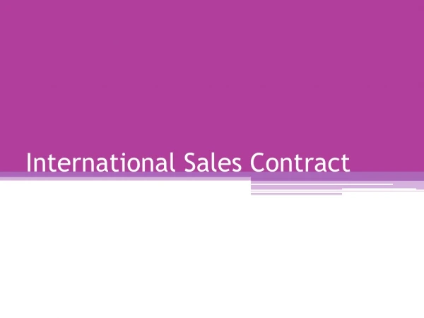 International Sales Contract