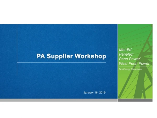 PA Supplier Workshop