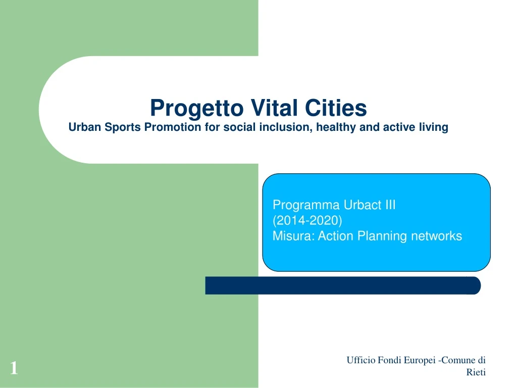 progetto vital cities urban sports promotion