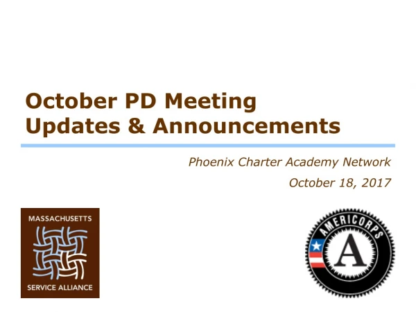 October PD Meeting Updates &amp; Announcements