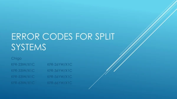 Error codes for split systems