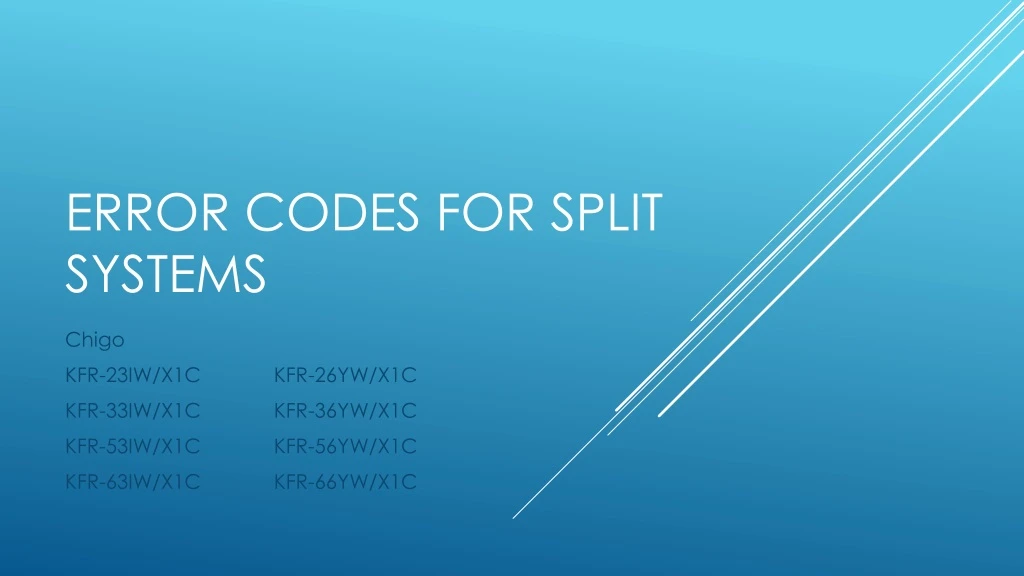 error codes for split systems