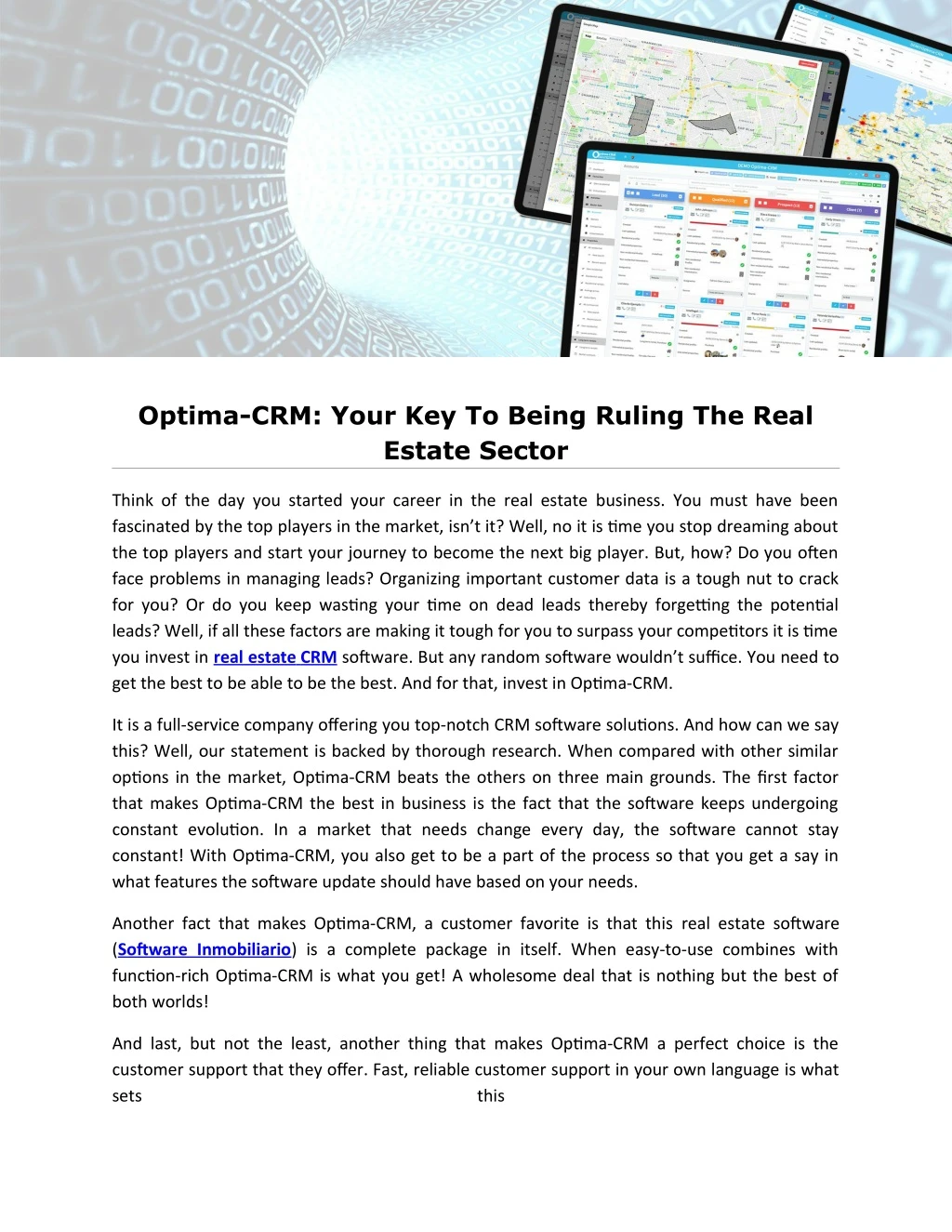 optima crm your key to being ruling the real