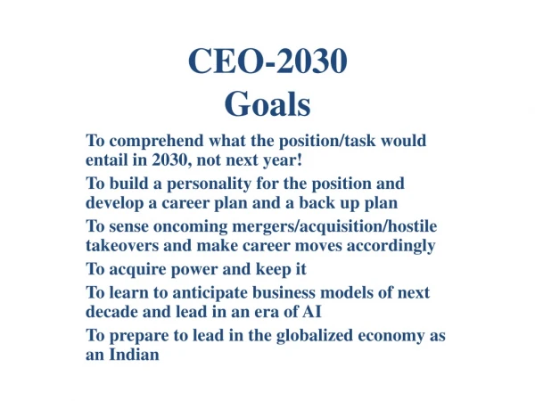CEO-2030 Goals