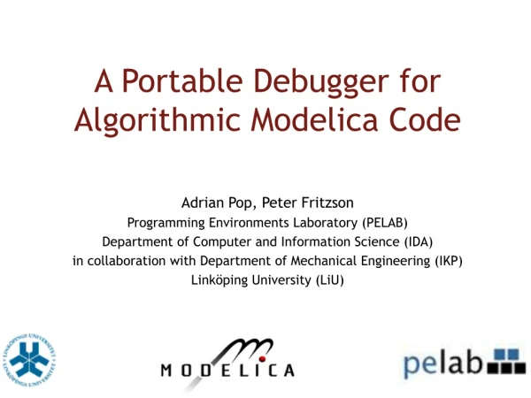 A Portable Debugger for  Algorithmic Modelica Code