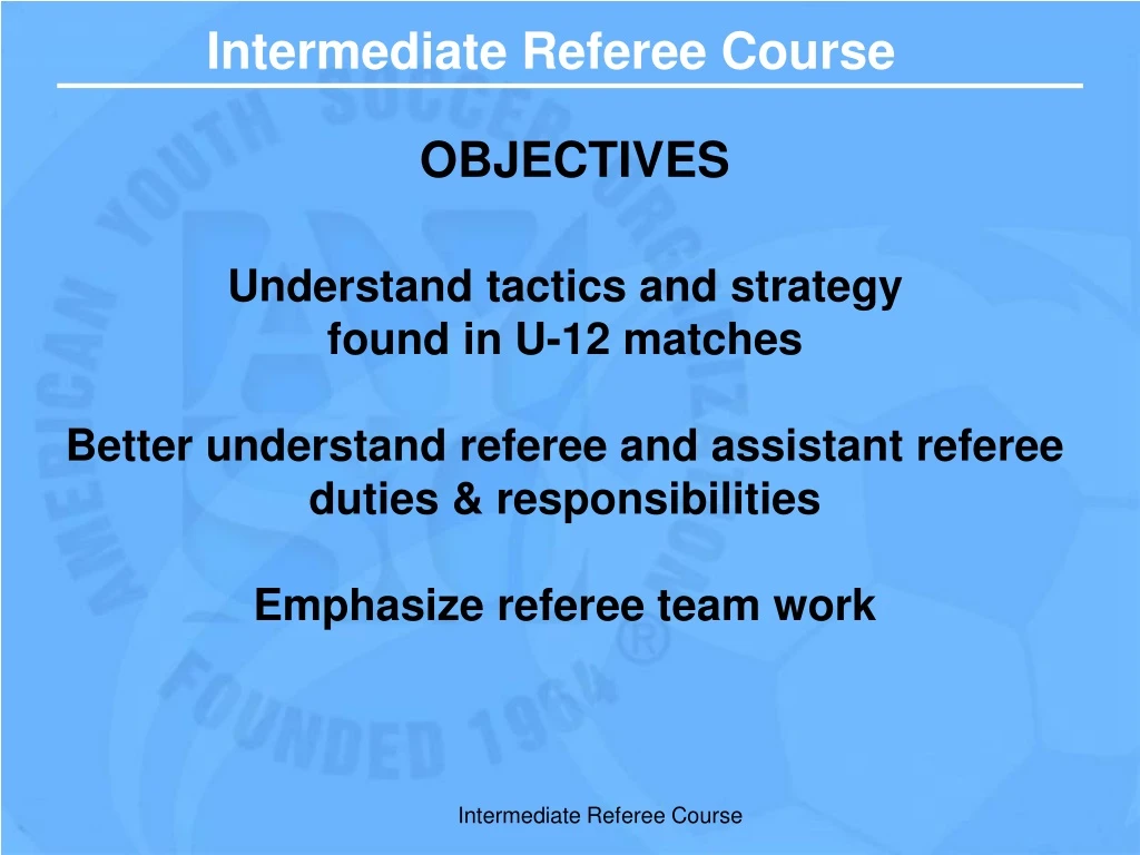 intermediate referee course