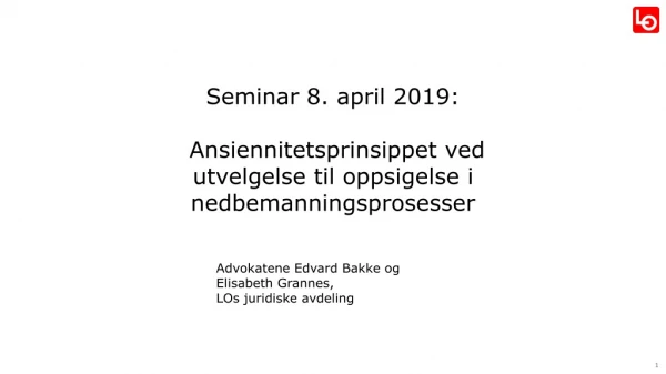 Seminar 8. april 2019: