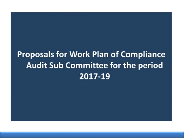 Proposals for Work Plan of Compliance Audit Sub Committee for the period 2017-19